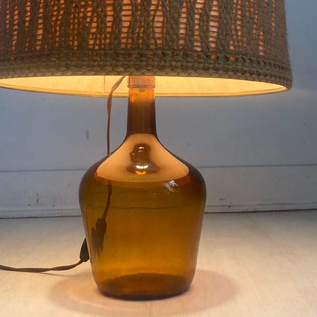 Glass Vintage Dame Jeanne Table Lamp, 1970s For Sale - Image 7 of 8