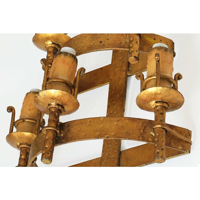Large Vintage French Wrought Iron Wall Sconce For Sale - Image 5 of 9