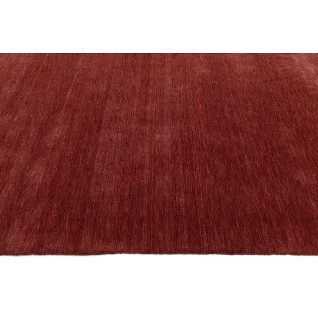 2020s Apadana's Modern Gabbeh Hand-Loom Wool Area Rug in Red Burgundy For Sale - Image 5 of 7