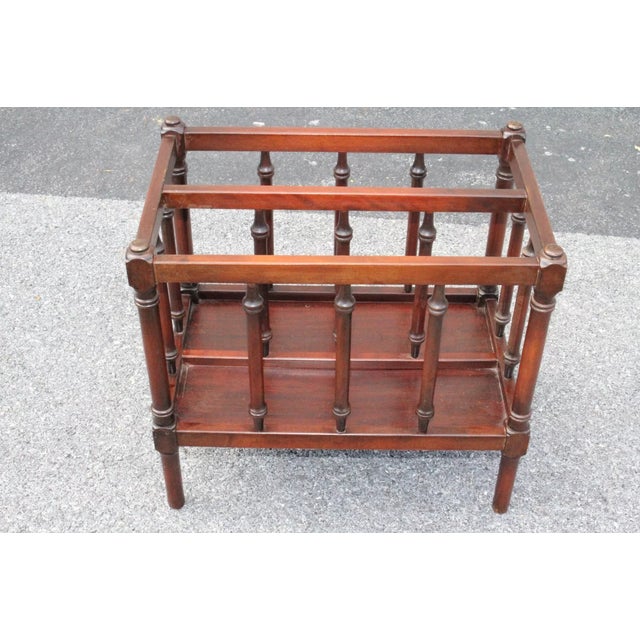 Mid 20th Century Antique Ornate English Mahogany Magazine Rack Canterbury For Sale In Philadelphia - Image 6 of 6