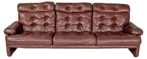 Italian Modern Brown Leather Sofa by Afra and Tobia Scarpa for B&B Italia, 1970s
