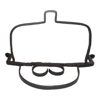 Rare Antique 17th Century Handmade Heavy Wrought Iron Hanging Fireplace Trivet For Sale