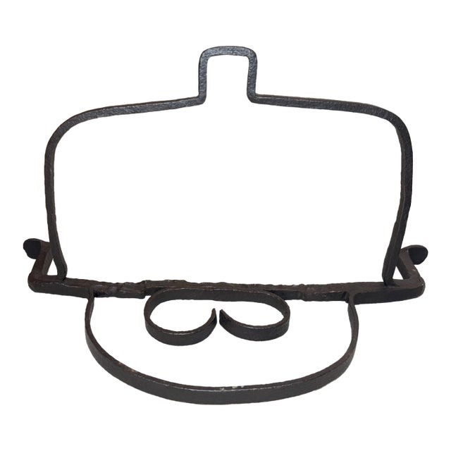 Rare Antique 17th Century Handmade Heavy Wrought Iron Hanging Fireplace Trivet For Sale