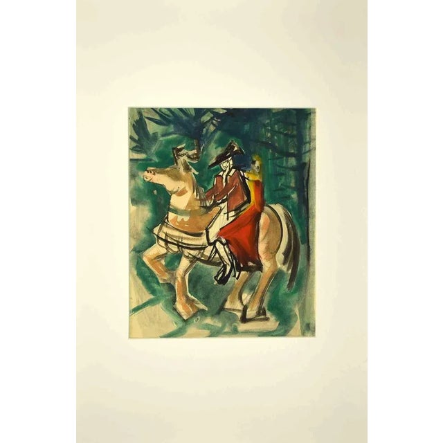 Unknown, Knight and Girl, Painting, 1950s For Sale - Image 3 of 3