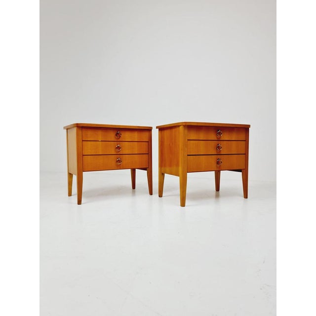 Mid-Century German Beech Bedside Tables from Wk Möbel, 1960s, Set of 2 For Sale - Image 9 of 11