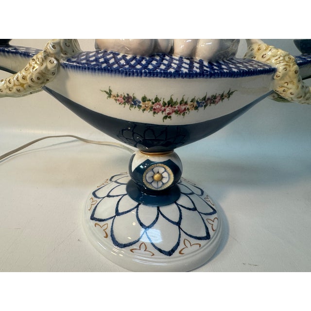 Blue Art Nouveau Porcelain Lamp Thomasch from Goldscheider Vienna, 1910 For Sale - Image 8 of 15