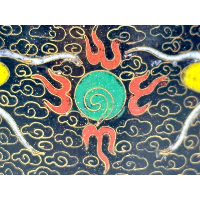 Antique Chinese Cloisonne Tea Caddy: Dragon & Flaming Pearl Design For Sale - Image 10 of 10