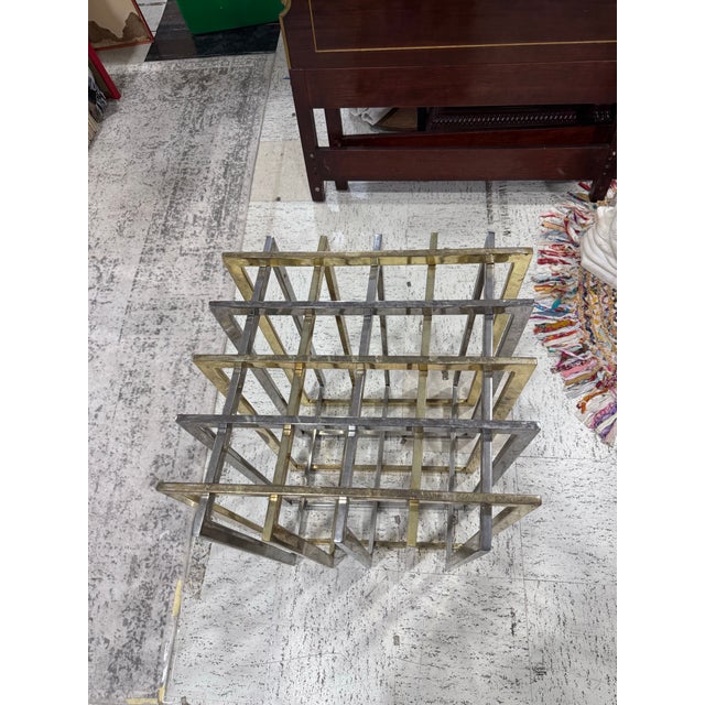 Abstract 1970s Pierre Cardin Chrome and Brass Cage Dining Table Base France For Sale - Image 3 of 8