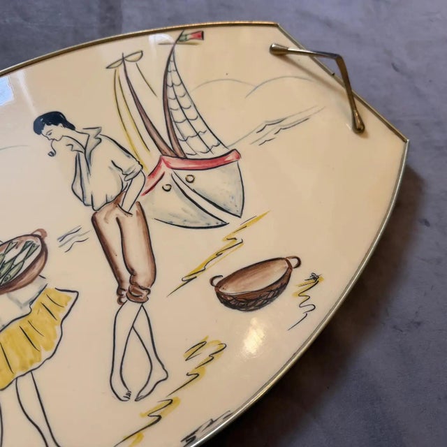 This exquisite Italian serving tray is a quintessential example of mid-century modern design from the 1950s, blending...