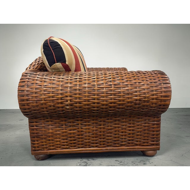 Vintage Oversized Ralph Lauren Style British Colonial Rattan Club Chair For Sale In Naples, FL - Image 6 of 10