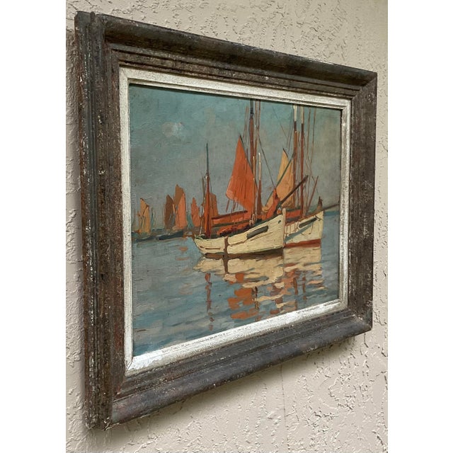 Vintage French Impressionist Harbor Scene Oil Painting, Lucien Lefebvre-Foinet Frame For Sale - Image 14 of 17