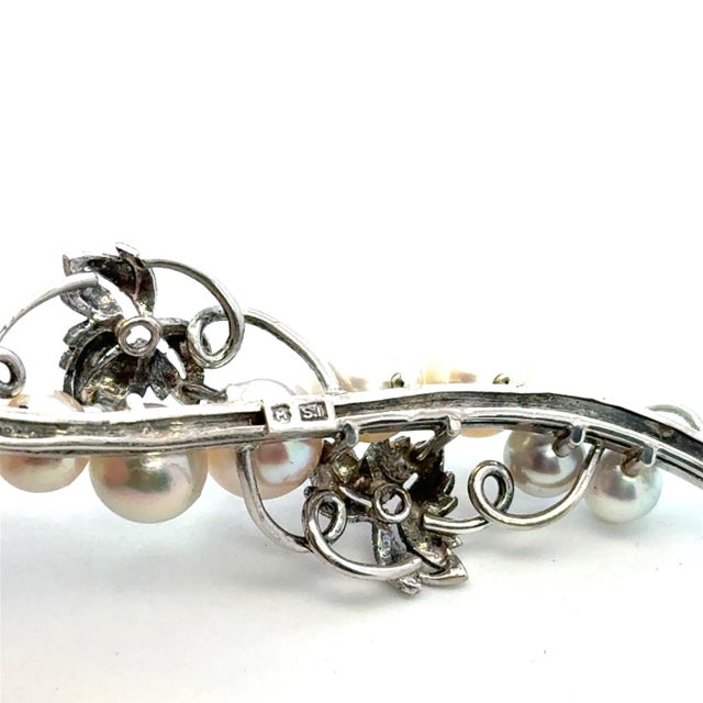 Mikimoto Akoya Pearl Brooch Sterling Silver 6.8 mm Estate 8 Grams For Sale - Image 9 of 12