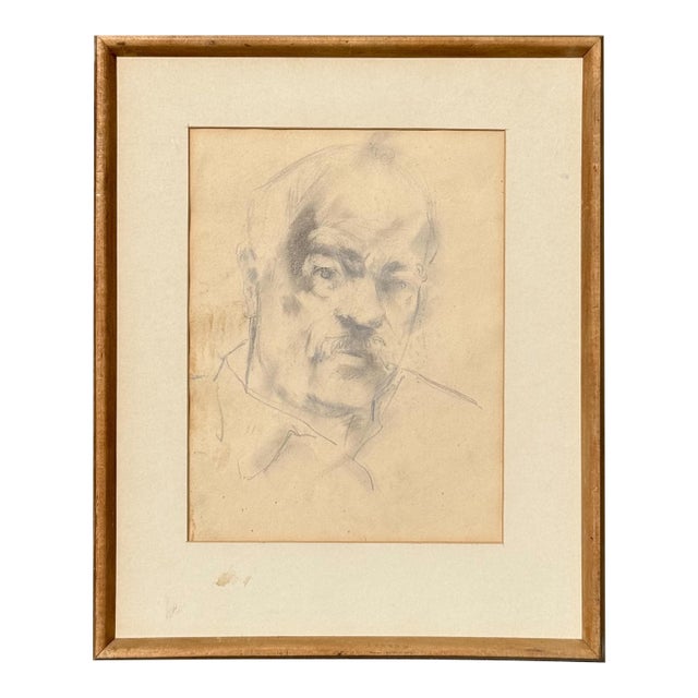 Vintage Boho Abstract Drawing on Man on Paper For Sale