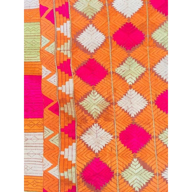 A rare pattern embroidered in silk on a hand loomed cotton background. Punjab is known for its Phulkaris. The embroidery...
