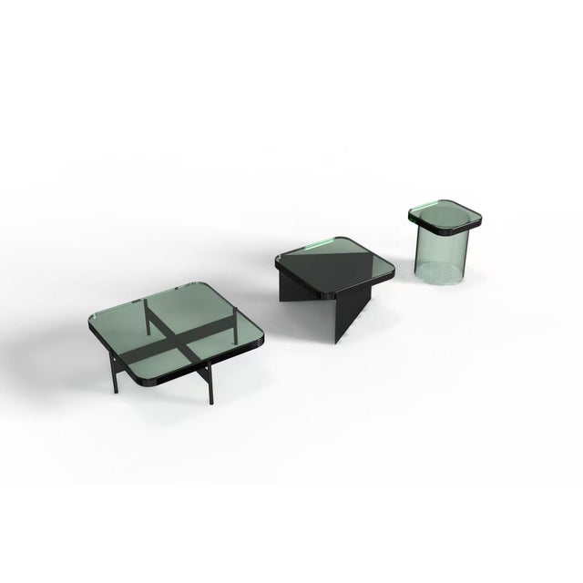 Alwa Square One Side Table with Transparent and Black Base by Sebastian Herkner for Pulpo For Sale - Image 4 of 6