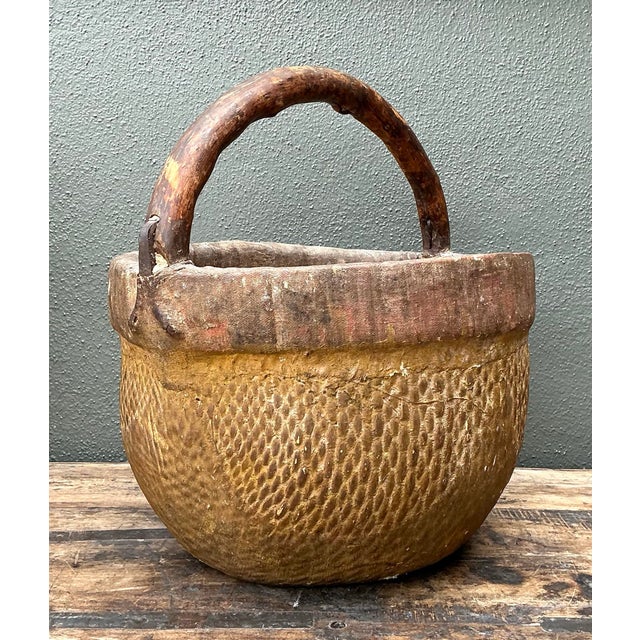 Camel Vintage 19th Century Chinese Rice Basket For Sale - Image 8 of 12
