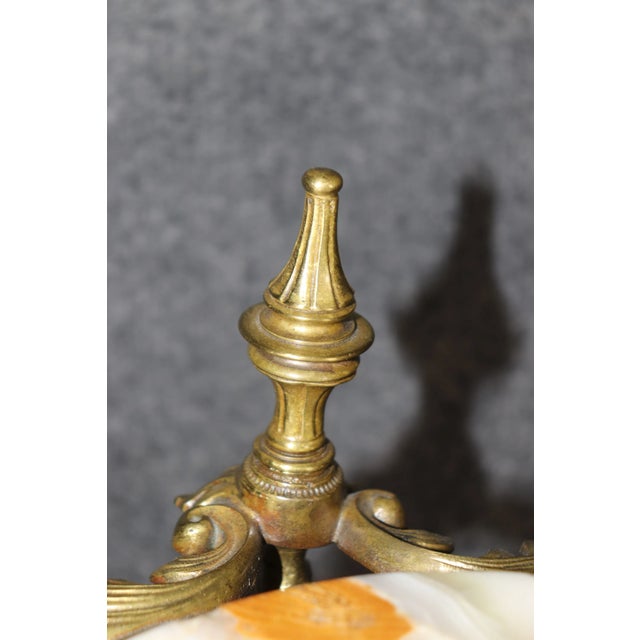 Exceptional Solid Bronze Beveled Glass and Onyx Victorian Plantstand End Table For Sale - Image 9 of 9