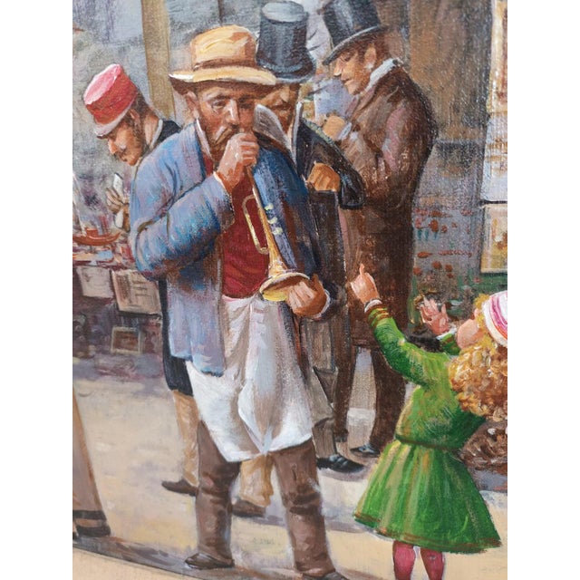 Elio Ferrara, Paris Marché Aux Puces Flea Market, 1980, Vintage Oil on Canvas Painting For Sale - Image 13 of 18