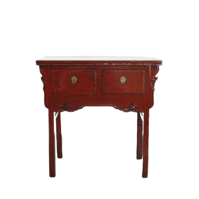 Red Small Red Antique Wine Console Table For Sale - Image 8 of 8