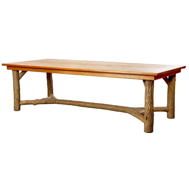 Ralph Lauren Style Rustic Ranch Oak Farm Table Faux Bois Legs - La Lune Collection 98” For Sale In Atlanta - Image 6 of 10