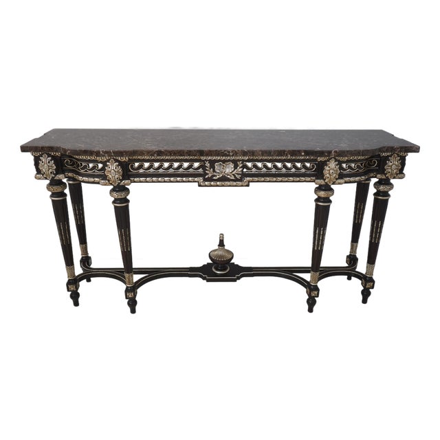 French Louis XVI Style Marble Top Console Table For Sale
