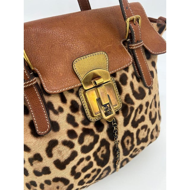 Mid 20th Century Dolce and Gabbana Leopard Print Pony Hair Tan Leather Miss Privee Shoulder Bag For Sale - Image 10 of 11