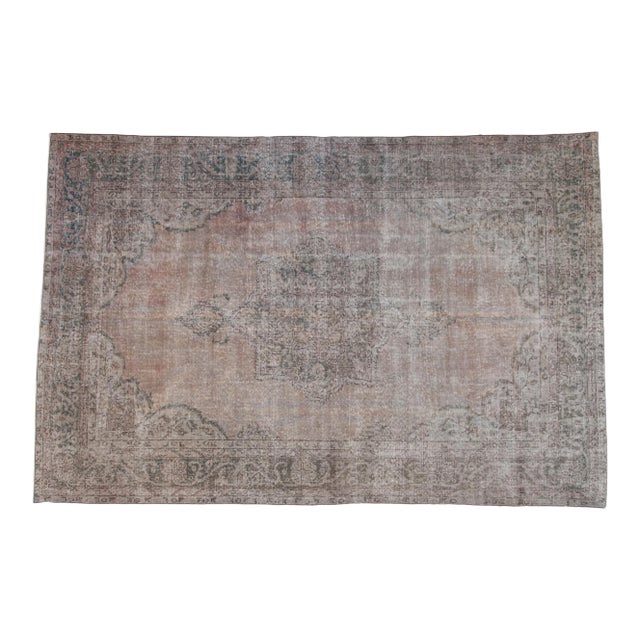 Vintage Distressed Overdyed Oushak Rug - 7'8" X 10'7" For Sale