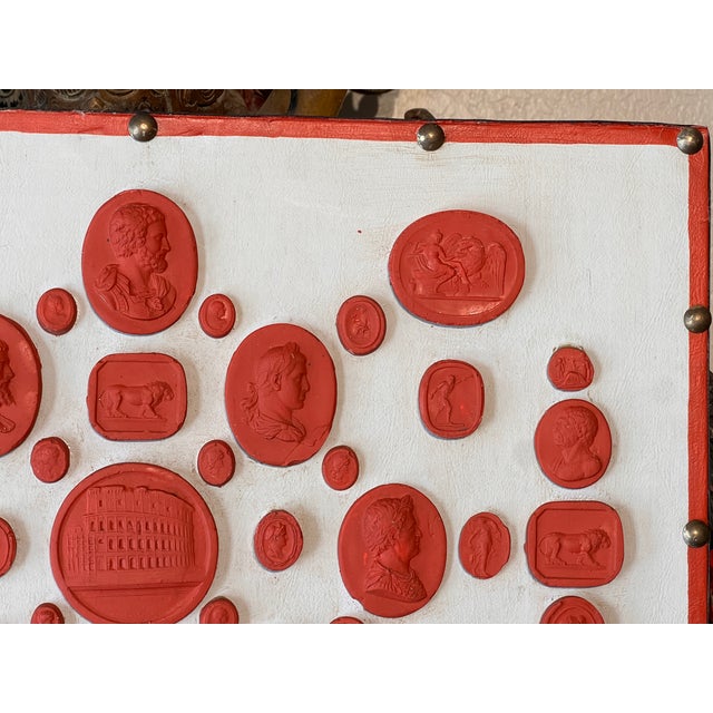 Set of Three Grand Tour Neoclassical Vintage Red Plaster Cast Waxed Intaglio Arrangements For Sale - Image 16 of 17