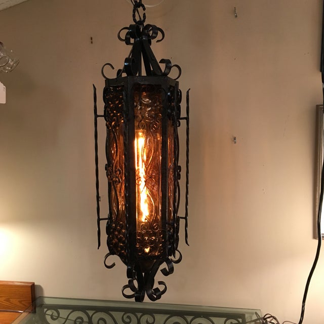 Mexican Mid Century Wrought Iron Hanging Lamp Chairish