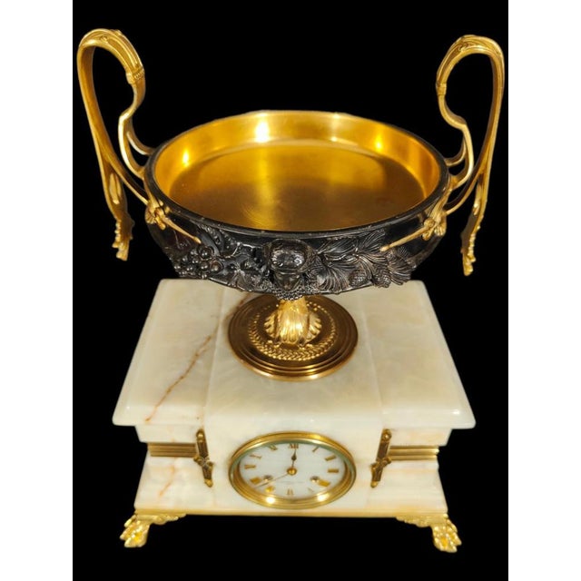 Art Nouveau Onyx Barbedienne Clock, 19th Century For Sale - Image 9 of 14