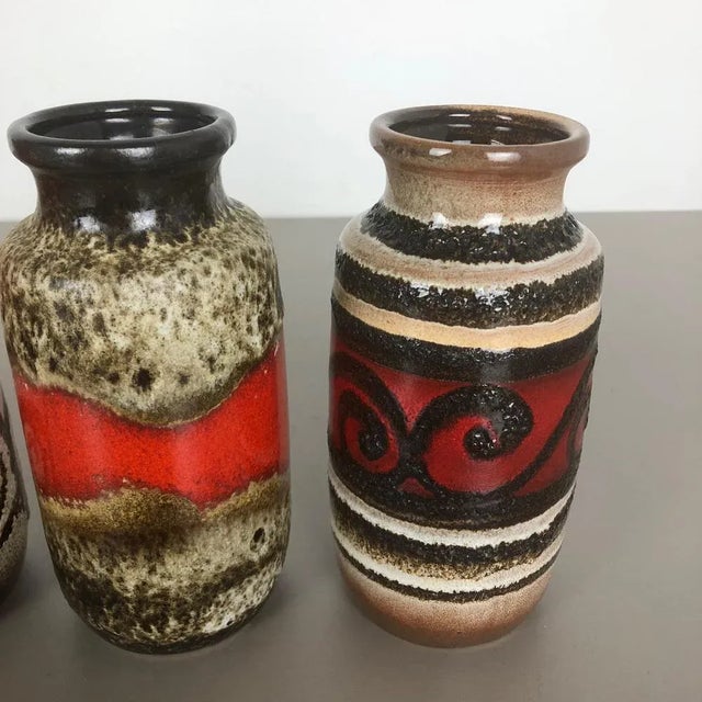 Vintage Fat Lava Pottery 213-20 Vases from Scheurich, Germany, Set of 4 For Sale - Image 11 of 18
