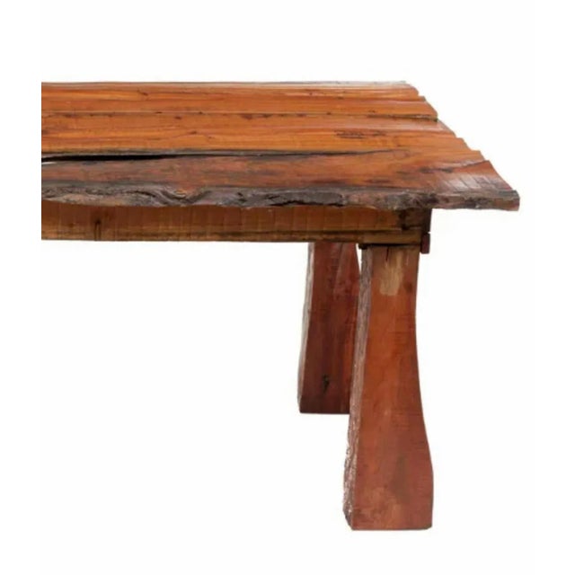 Rustic Antique French Provincial Live Edge Pine Harvest Table Workbench For Sale In Dallas - Image 6 of 10
