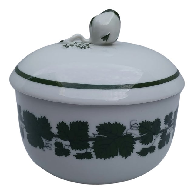 Porcelain Sugar Bowl with Vine Leaf Pattern from Meissen, 1930 For Sale