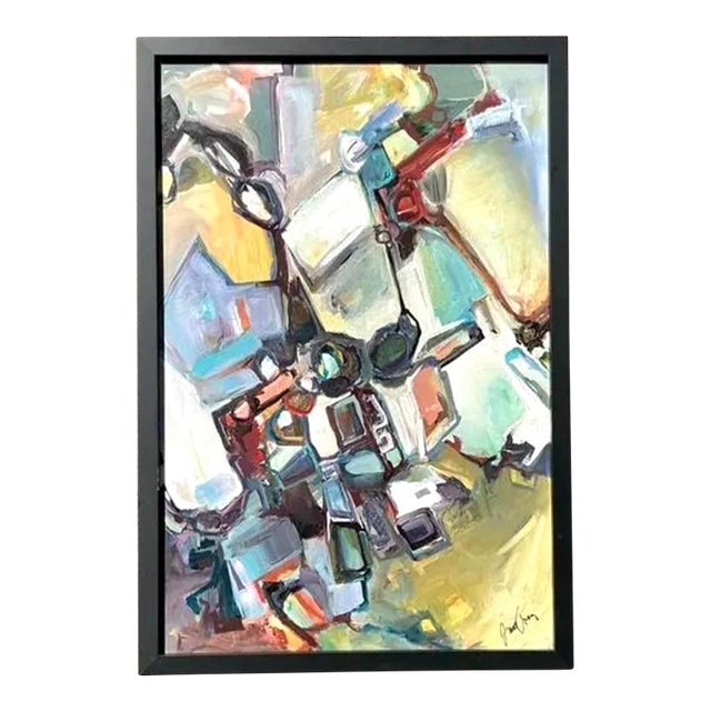 Vintage Original Abstract Oil Painting on Board For Sale