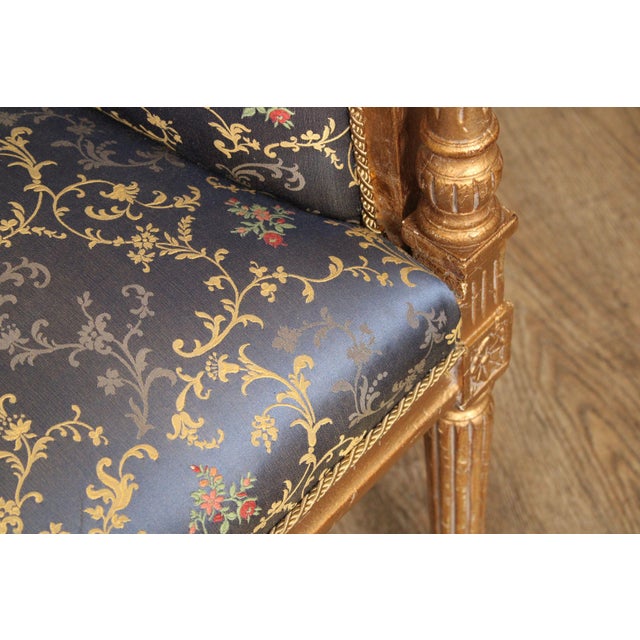 French Louis XVI Style Custom Quality Giltwood Settee For Sale - Image 9 of 12