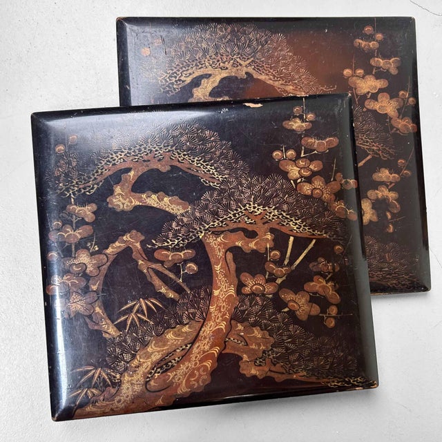 Japanese Wooden Lacquered Stacking Box, 1890s For Sale - Image 10 of 17