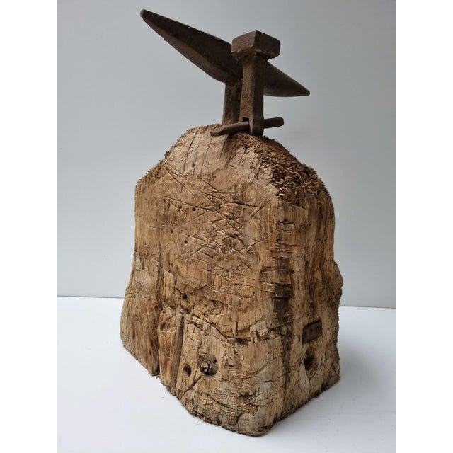 Small Antique Iron Anvil Mounted on Wooden Block, 1850s For Sale - Image 4 of 15