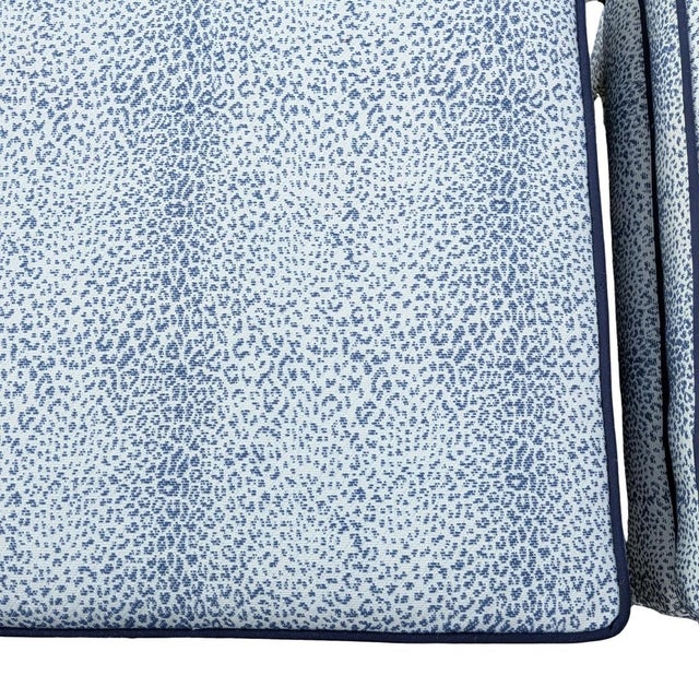 Schumacher Mini Leopard Performance Parsons Ottomans in Navy- Pair For Sale In Greensboro - Image 6 of 9