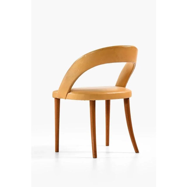 Side Chair in Mahogany and Leather attributed to Frode Holm, 1950s For Sale - Image 4 of 7