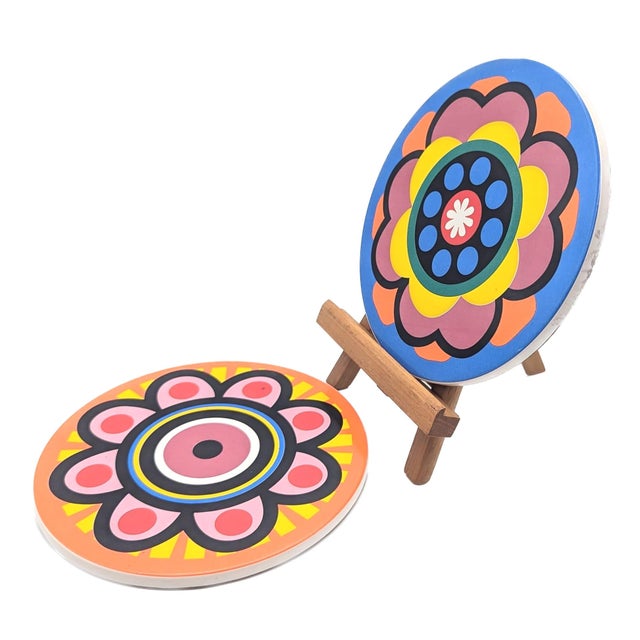 Marimekko Vintage Ceramic Trivets, a Pair For Sale - Image 4 of 9