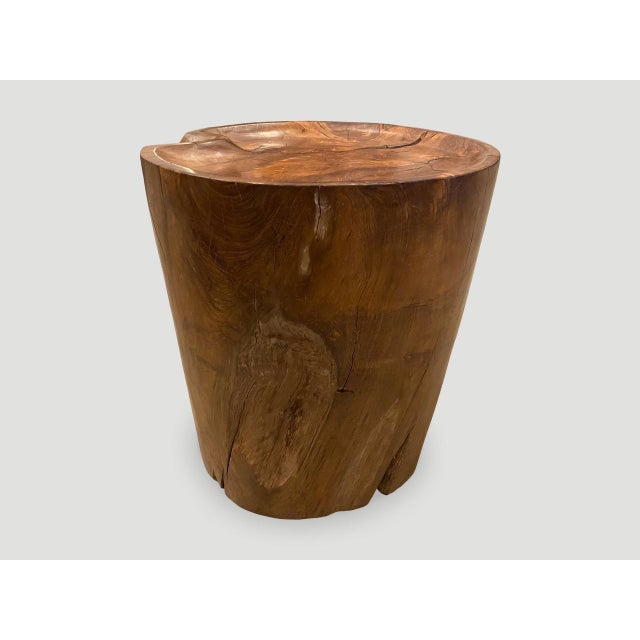 Andrianna Shamaris Organic Natural Teak Wood Tray Side Table For Sale - Image 17 of 18