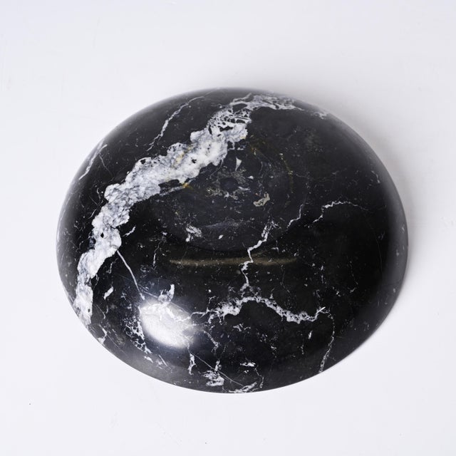 Mid-Century Italian Black Marble with White Grains Round Bowl, 1950s For Sale - Image 12 of 18