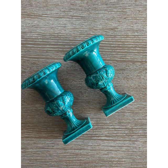 Italian Neoclassical Glazed Urn Planter/Vases- Set of 2 For Sale In New York - Image 6 of 6