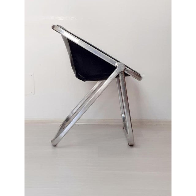 Black Leather Plona Folding Armchair by Giancarlo Piretti for Anonima Castelli, Italy, 1970 For Sale - Image 5 of 12