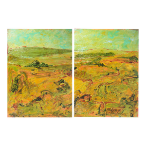 1980s “Ga” Abstract Acrylic Landscape Diptych by Harry Hilson