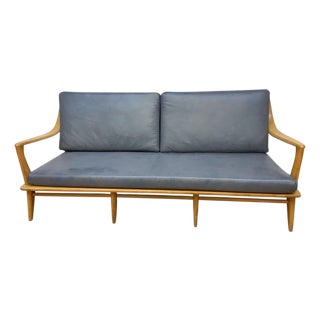 Mid 20th Century Heywood Wakefield Aristocraft Sofa Newly Reupholstered in Leather For Sale