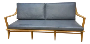 Mid 20th Century Heywood Wakefield Aristocraft Sofa Newly Reupholstered in Leather