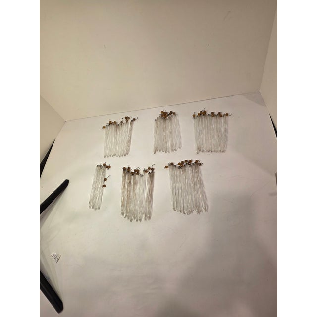 Rare group of 54 blown glass Dangle Drop tubes with faceted amber bead attached at top on many. There are faceted amber...
