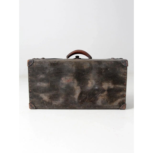 Farmhouse Antique Hardboard Suitcase For Sale - Image 3 of 11