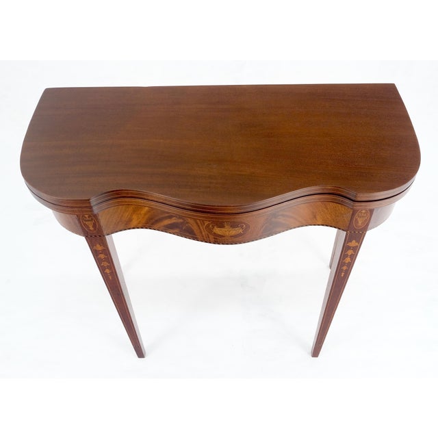 Fine Inlaid Serpentine Front Federal Style Flip Top Console Sofa Table MINT For Sale - Image 16 of 18